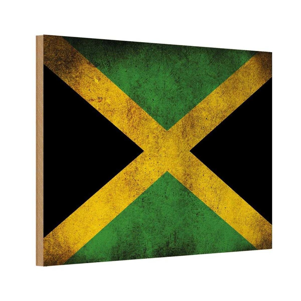 Holzschild 12x18 cm Jamaika Fahne Flagge Wappen