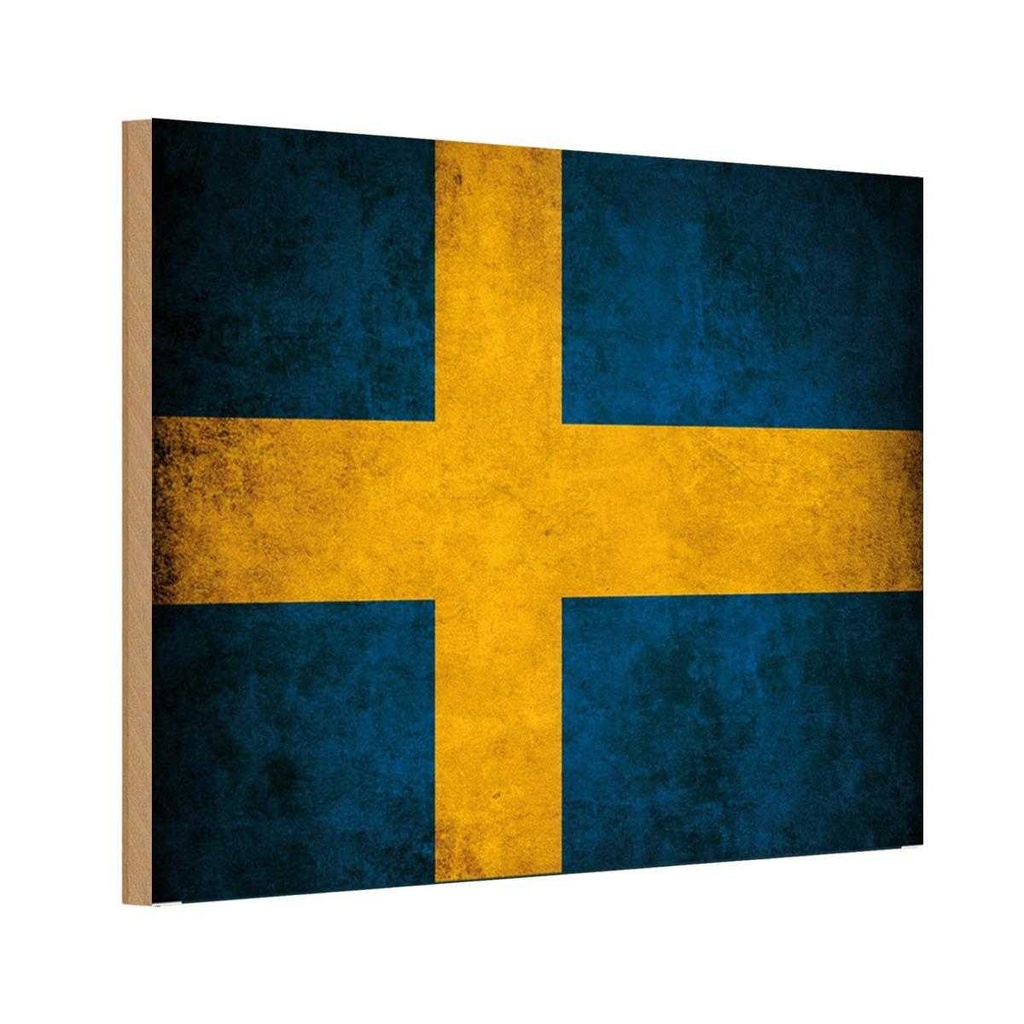 Holzschild 12x18 cm Schweden Fahne Flagge Wappen