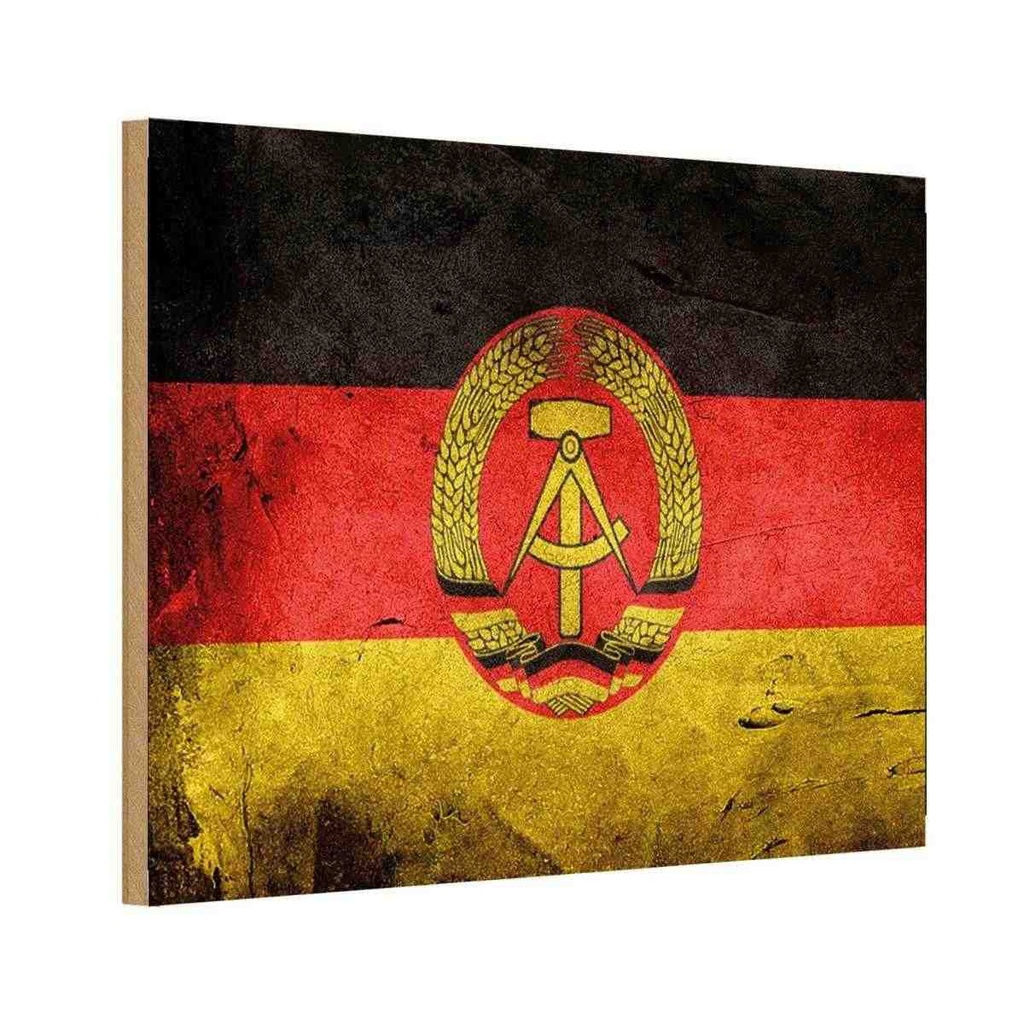 Holzschild 12x18 cm DDRE Fahne Flagge Wappen