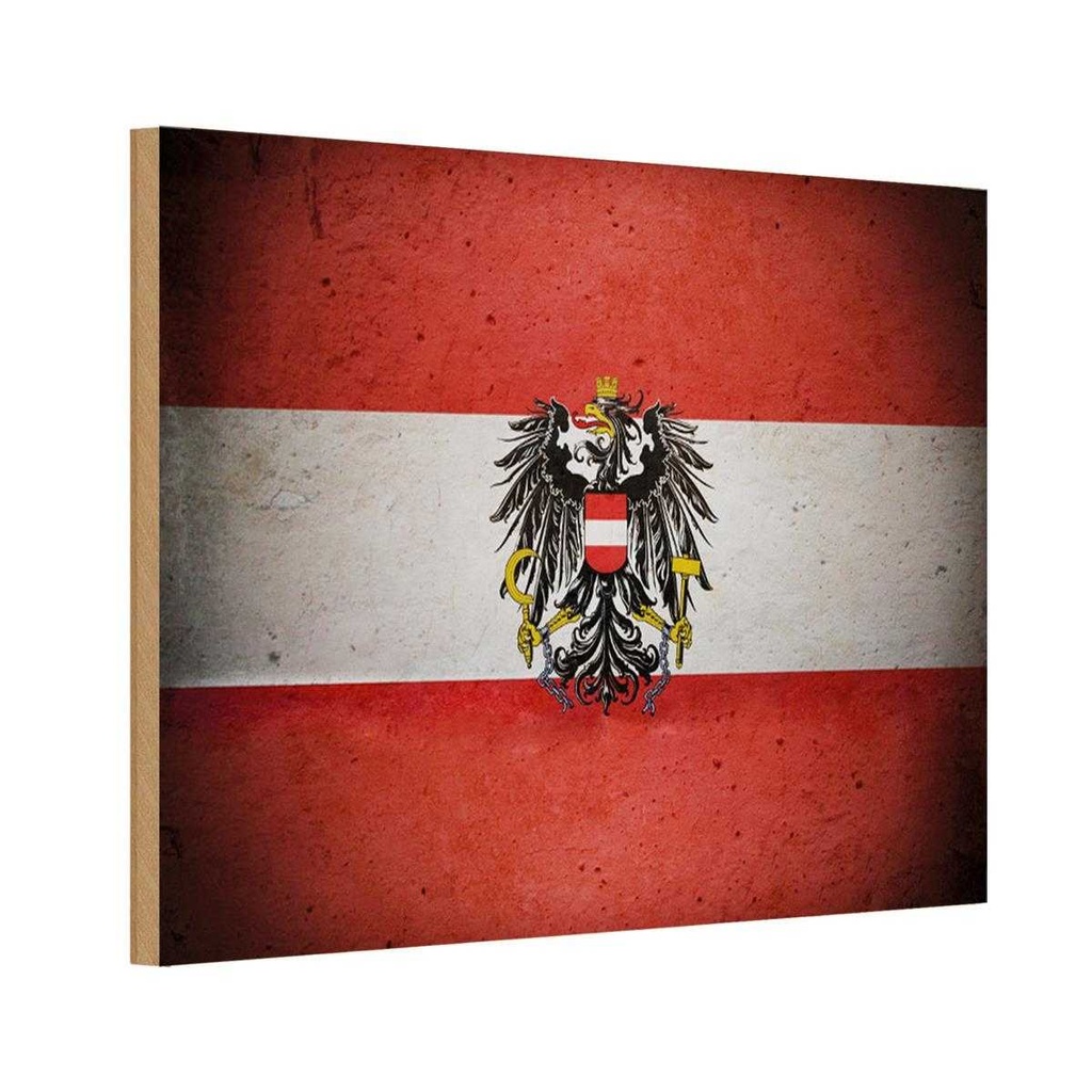 Holzschild 12x18 cm Österreich Fahne Flagge Wappen