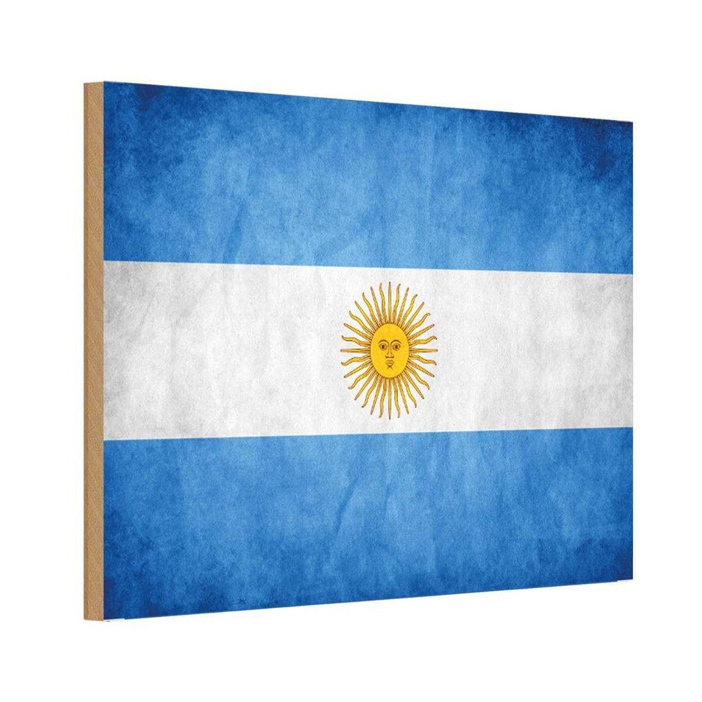 Holzschild 12x18 cm Argentinien Fahne Flagge Wappen