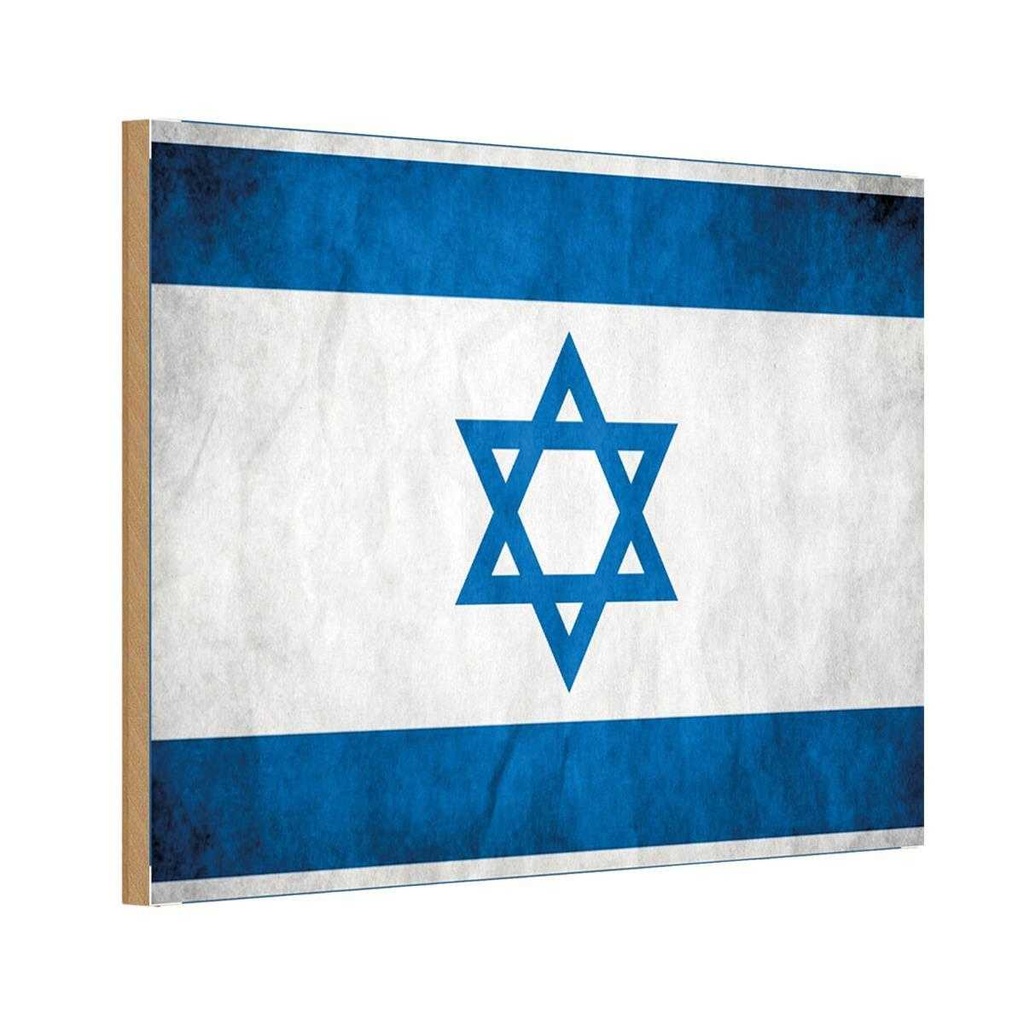 Holzschild 12x18 cm Israel Fahne Flagge Wappen