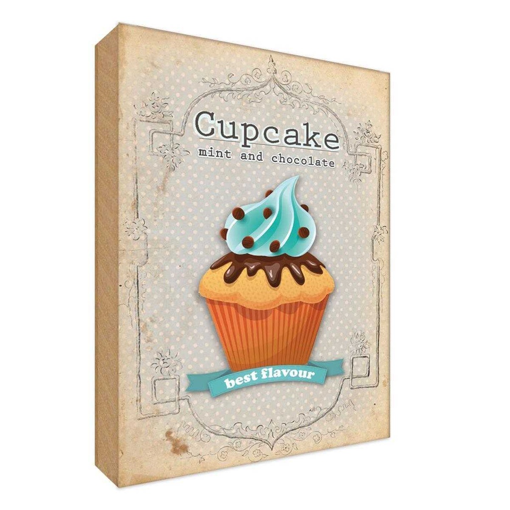Holzschild 18x12 cm Cupcake mint chocolate best Essen Trinken