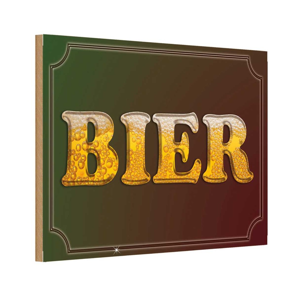Holzschild 12x18 cm Bier Alkohol Essen Trinken