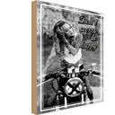 Holzschild 18x12 cm Motorrad Bike Girl don´t worry happy Auto Garage Werkstatt