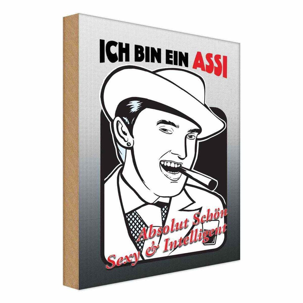Holzschild 18x12 cm ich bin ASSI schön intelligent Dekoration