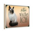 Holzschild 12x18 cm Katze Birma hier wache ich Tier Haustier