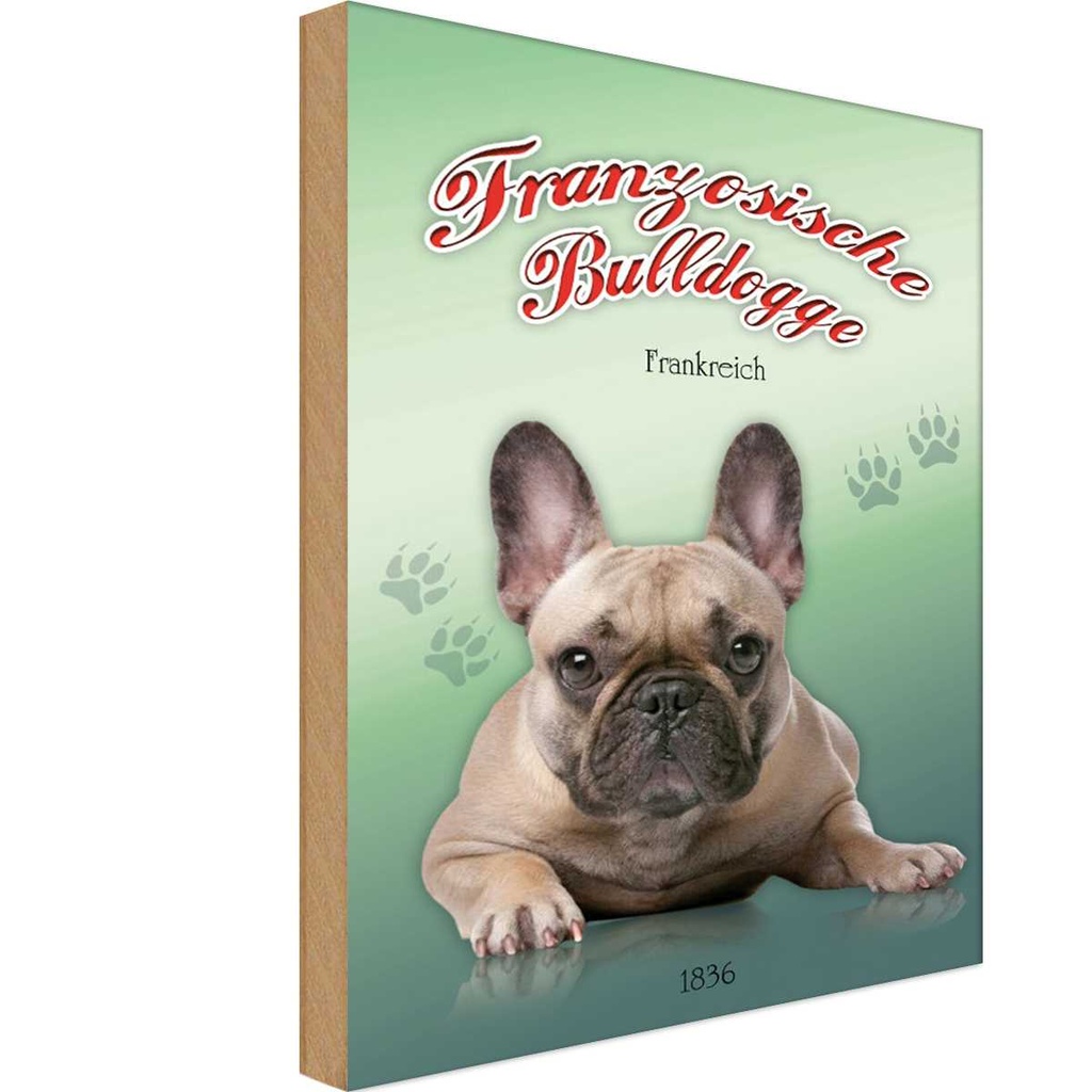 Holzschild 18x12 cm Hund Französische Bulldogge Tier Haustier