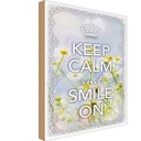Holzschild 18x12 cm Keep Calm and smile on Krone