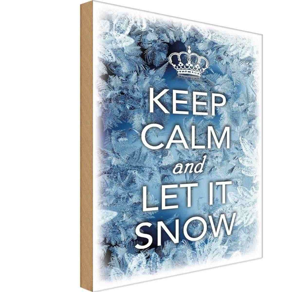 Holzschild 18x12 cm Keep Calm and let ist snow