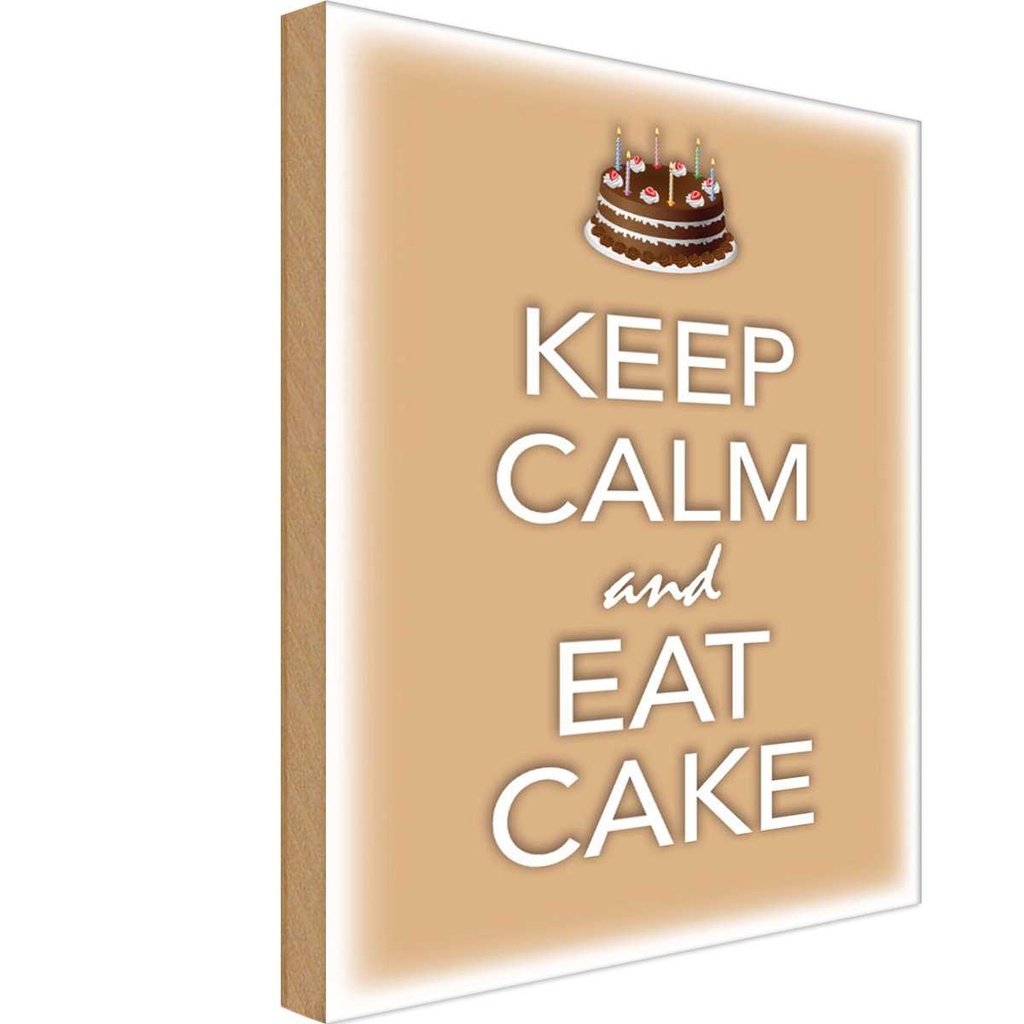 Holzschild 18x12 cm Keep Calm and eat cake