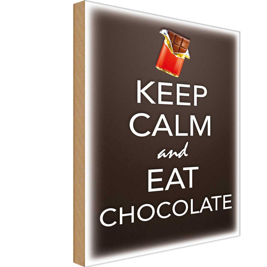 Holzschild 18x12 cm Keep Calm and eat chokolate