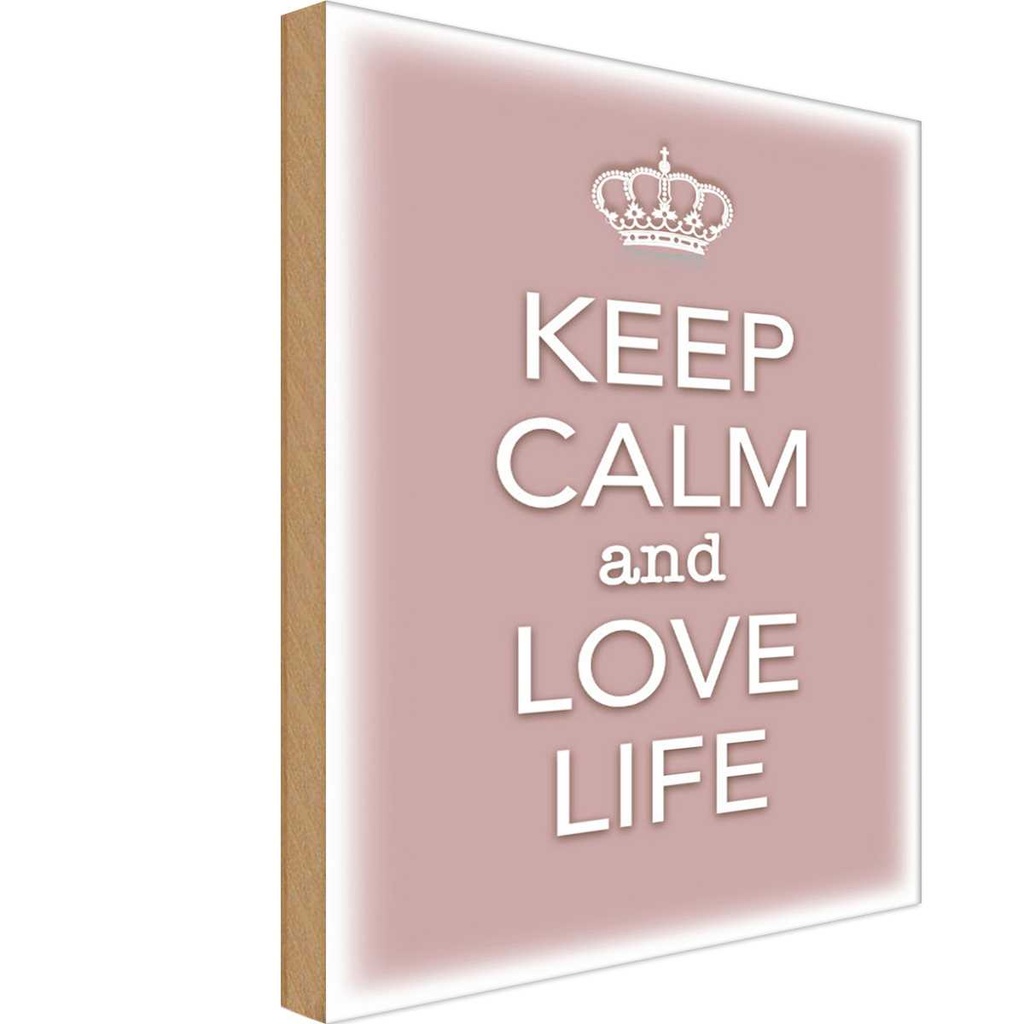 Holzschild 18x12 cm Keep Calm and love life