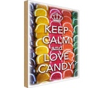 Holzschild 18x12 cm Keep Calm and love candy