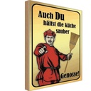 Holzschild 18x12 cm Du hälst Küche sauber Genosse Kochen