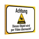 Holzschild 12x18 cm Achtung Objekt videoüberwacht Warnschild Hinweisschild