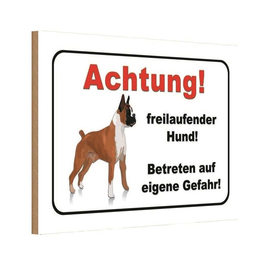 Holzschild 12x18 cm Achtung freilaufender Hund Warnschild Hinweisschild