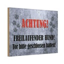 Holzschild 12x18 cm Achtung freilaufender Hund Warnschild Hinweisschild