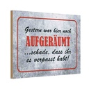 Holzschild 12x18 cm Gestern hier noch aufgeräumt Dekoration