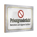 Holzschild 12x18 cm Privatgrundstück! Gefahr Warnschild Hinweisschild