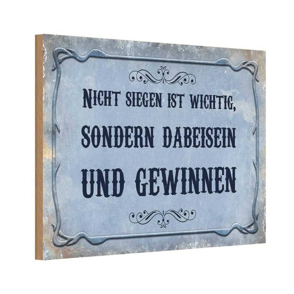 Holzschild 12x18 cm nicht siegen ist wichtig sonder Spruch Zitat