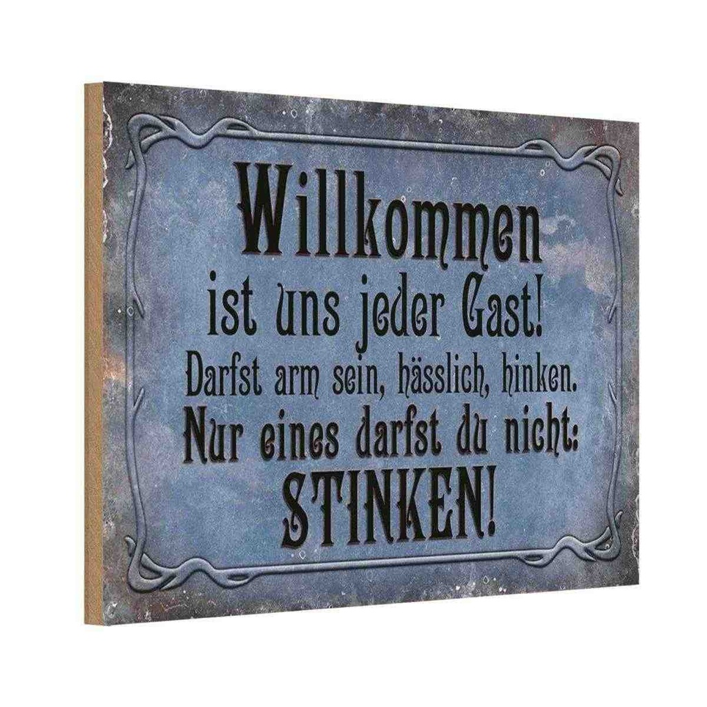 Holzschild 12x18 cm Willkommen ist uns jeder Gast Dekoration