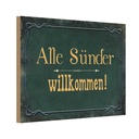 Holzschild 12x18 cm alle Sünder willkommen Dekoration
