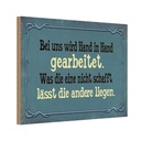 Holzschild 12x18 cm bei uns Hand in Hand gearbeitet