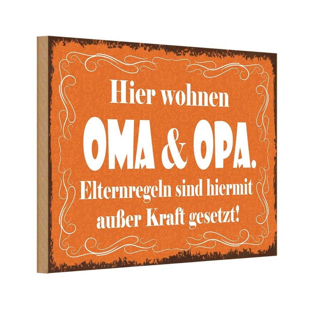Holzschild 12x18 cm hier wohnen Oma & Opa