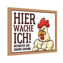 Holzschild 12x18 cm Huhn hier wache ich betreten Tier Haustier