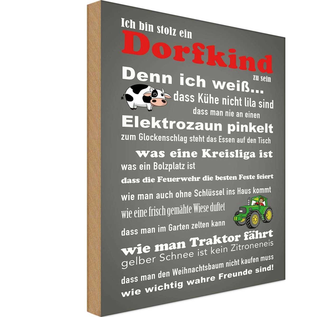 Holzschild 18x12 cm ich bin stolz Dorfkind zu sein Dekoration