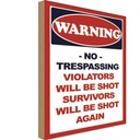 Holzschild 18x12 cm Warning no trespadding Warnschild Hinweisschild