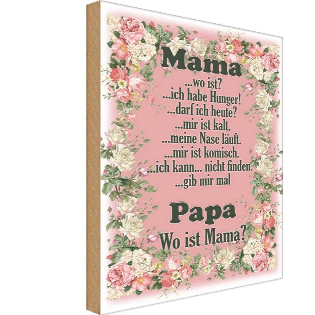 Holzschild 18x12 cm Mama ich habe Hunger ist kalt Familie Freunde