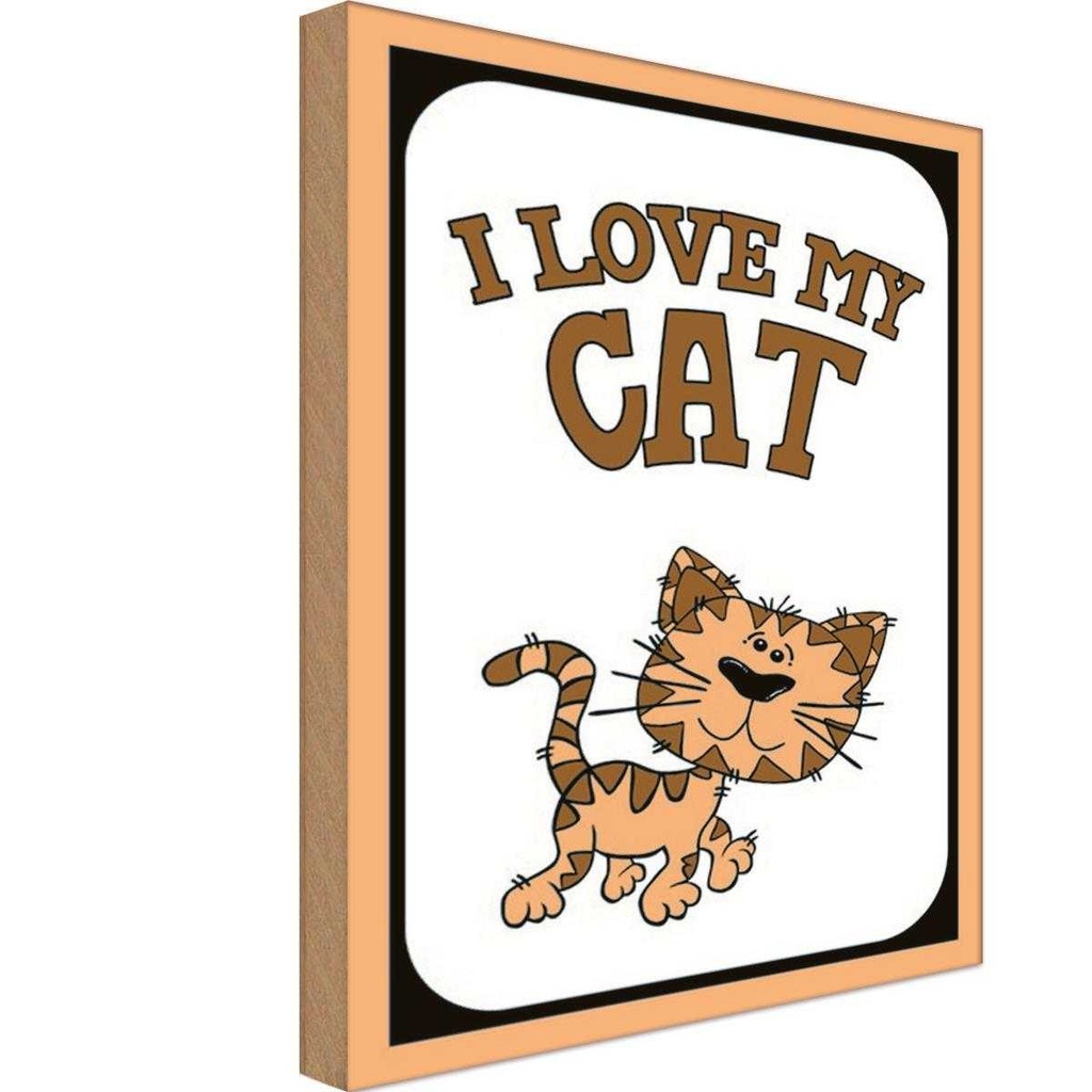 Holzschild 18x12 cm Katze i love my Cat Tier Haustier