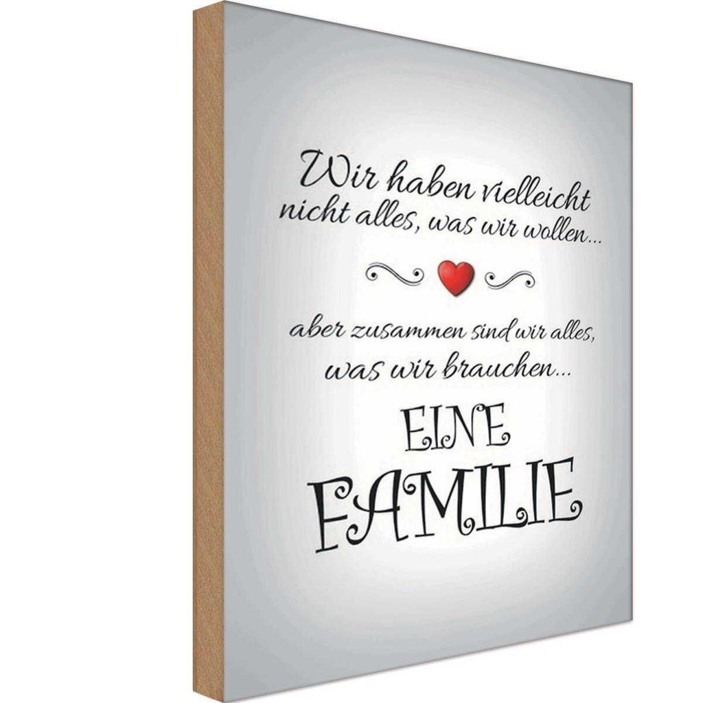 Holzschild 18x12 cm Zusammen wir alles eine Familie Spruch Zitat