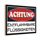 Holzschild 12x18 cm Achtung entflammbar Flüssigkeit