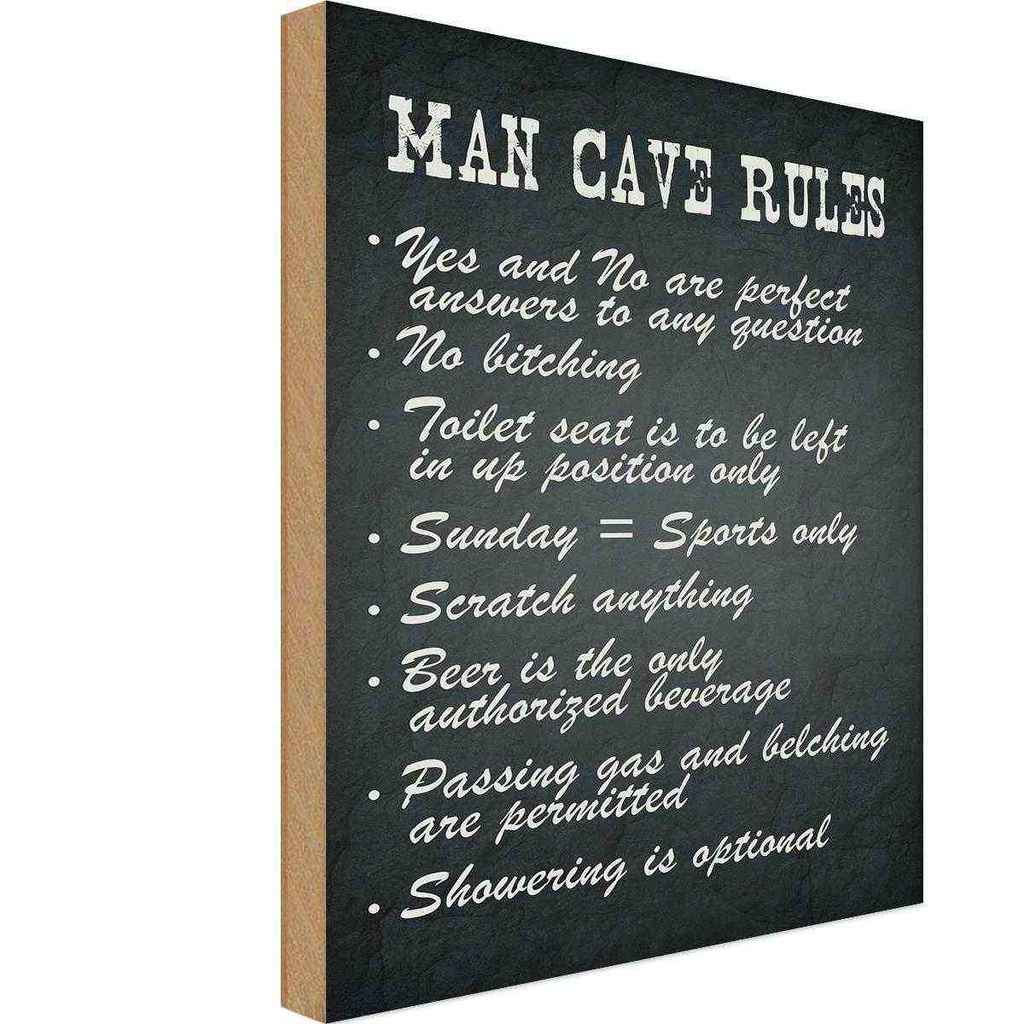 Holzschild 18x12 cm man cave rules Männer Regeln Frauen