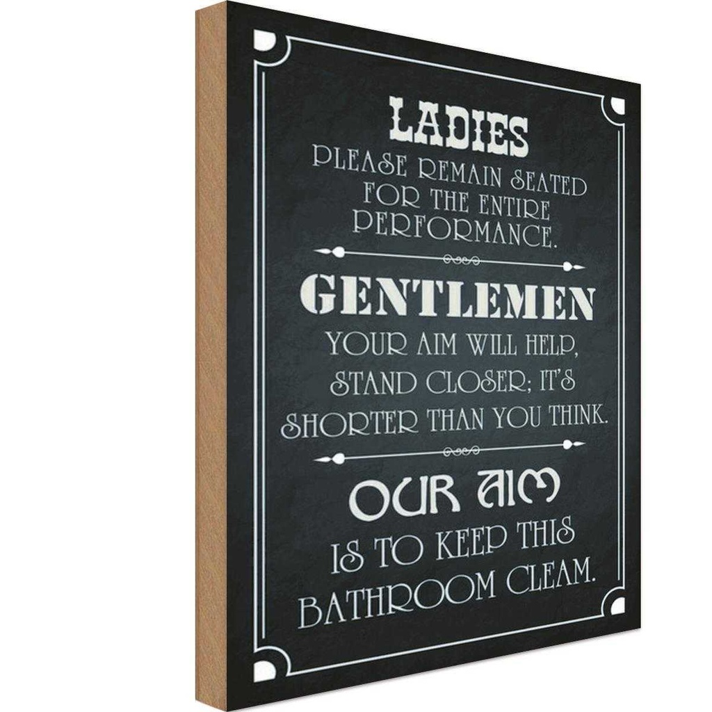 Holzschild 18x12 cm Ladies Gentlemen Badezimmer Geschenk
