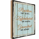 Holzschild 18x12 cm Reichtum Zufriedenheit Gesund Dekoration