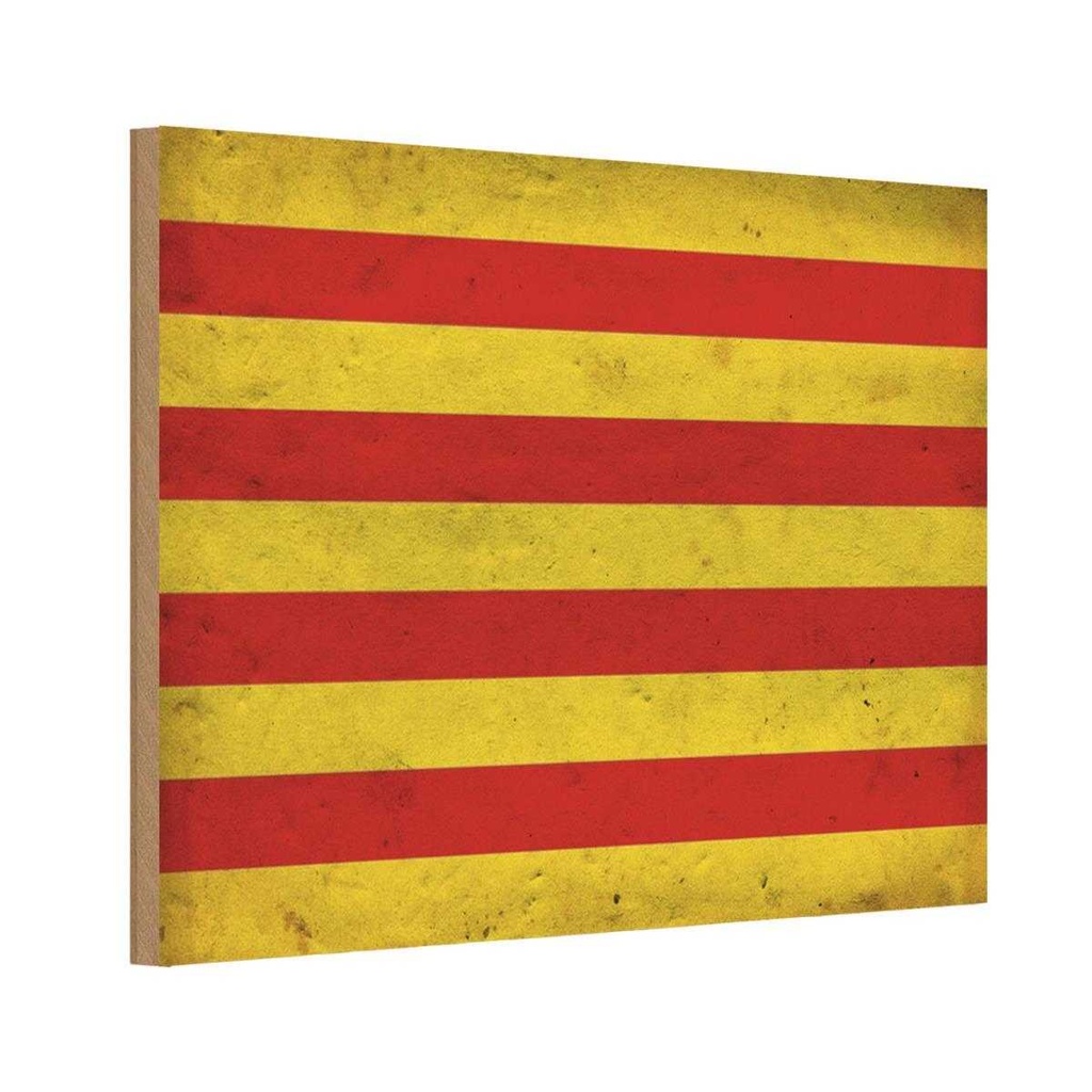 Holzschild 12x18 cm Seneyera Fahne Ctalan Flagge Wappen