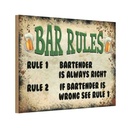 Holzschild 12x18 cm Bier Bar Rules Bartender always