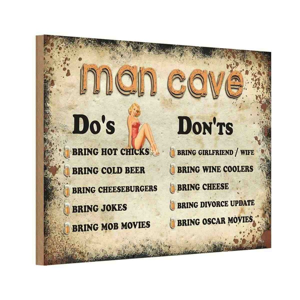 Holzschild 12x18 cm Man Cave Do´s Don´ts Männer Frauen