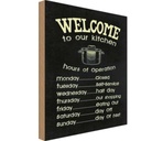 Holzschild 18x12 cm Welcome to our kitchen hours Küche Kochen