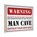 Holzschild 12x18 cm Warning man cave enter at your Warnschild Hinweisschild