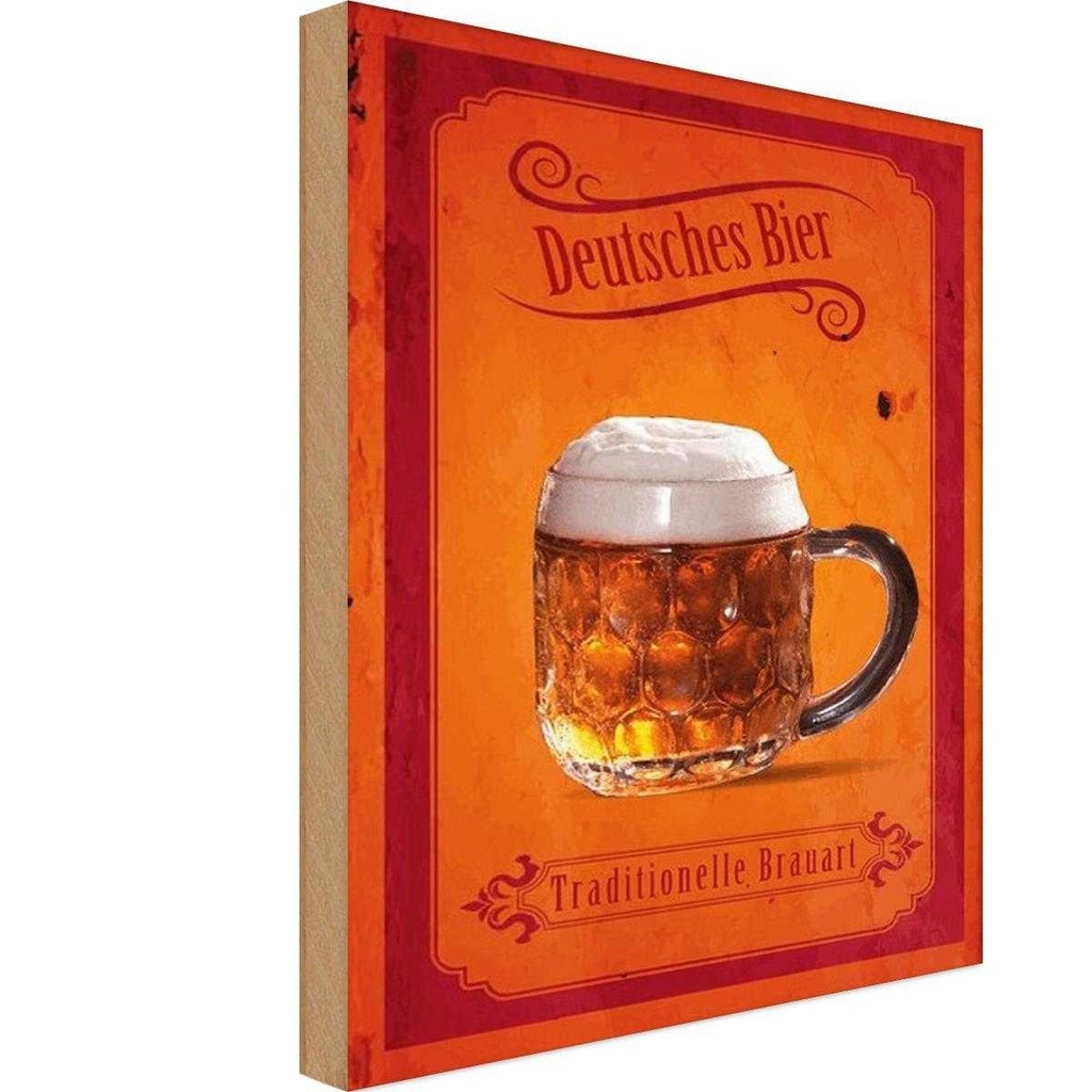 Holzschild 18x12 cm Deutsches Bier traditionelle Essen Trinken