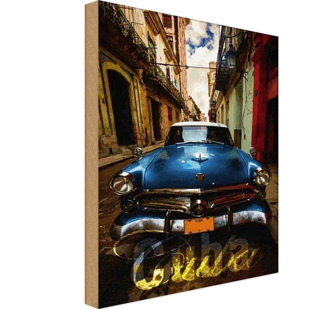 Holzschild 18x12 cm Cuba blue Auto Garage Werkstatt