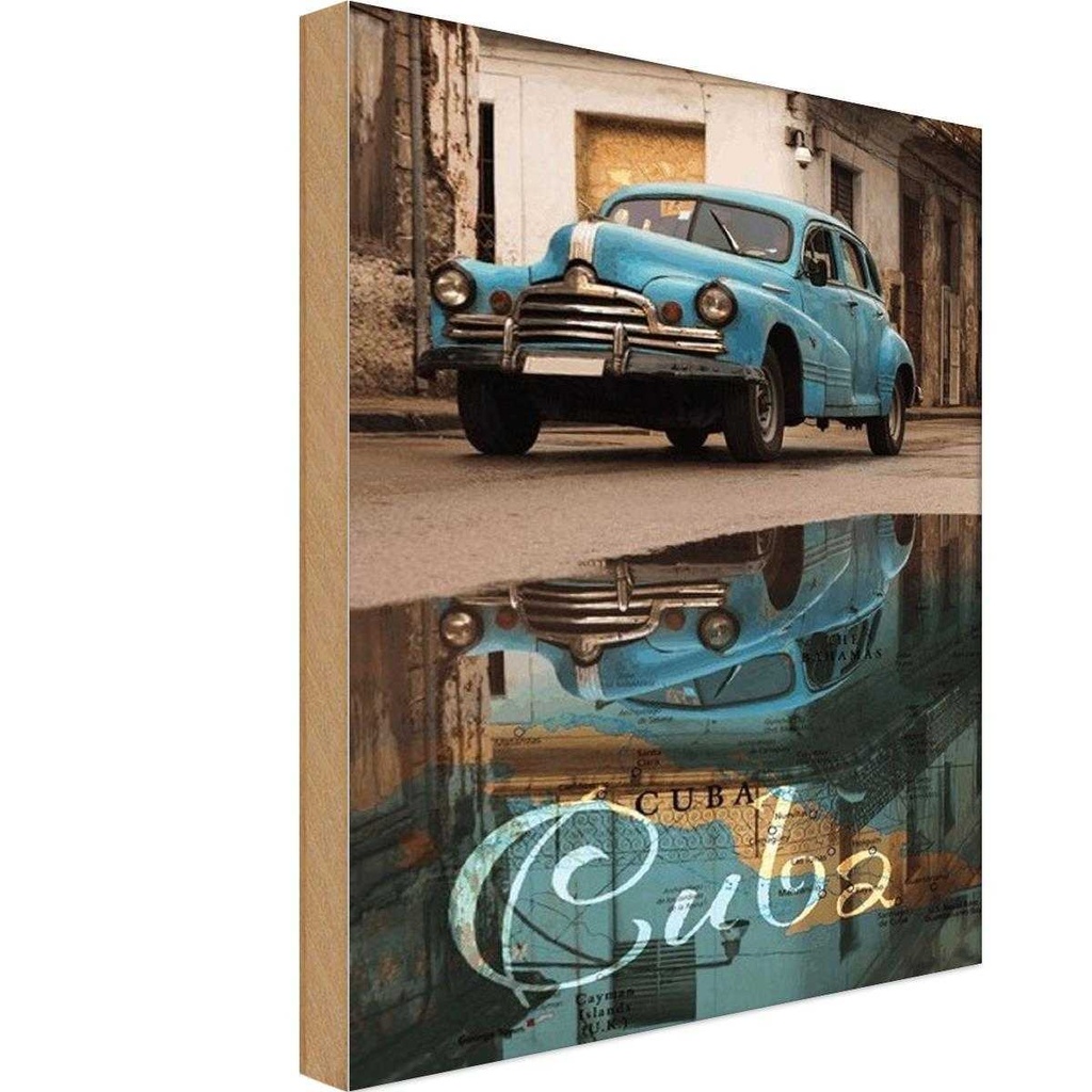 Holzschild 18x12 cm Cuba blue Auto Garage Werkstatt