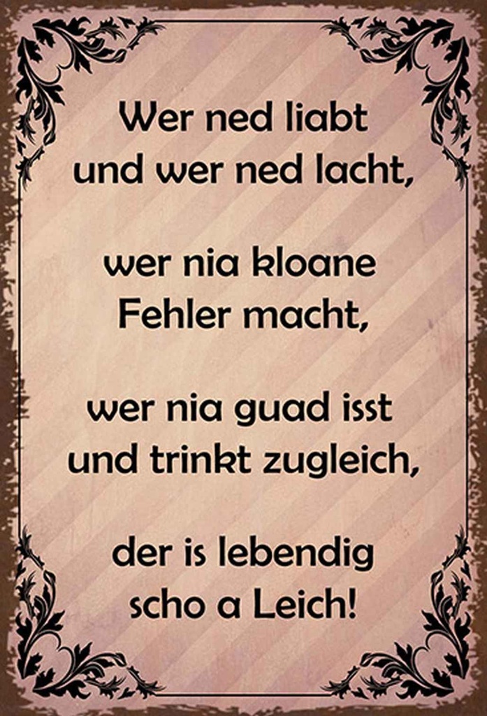 Holzschild 18x12 cm wer ned liabt und lacht Spruch Zitat