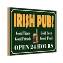 Holzschild 12x18 cm Irish Pub gold Beer open 24 Warnschild Hinweisschild