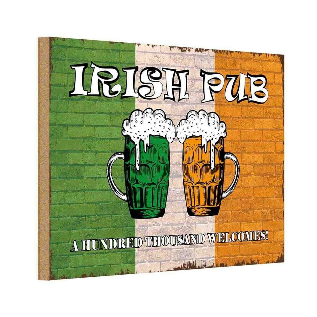 Holzschild 12x18 cm irish pub a hundred thousand Geburtstag Feiern Party
